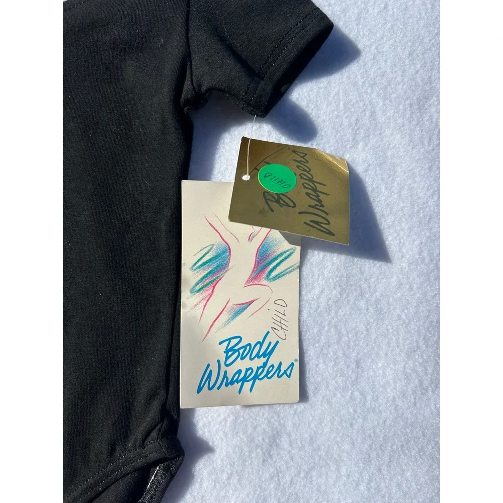 Body Wrappers Girls Black Short Sleeve Leotard Size 3-4 NWT Vintage